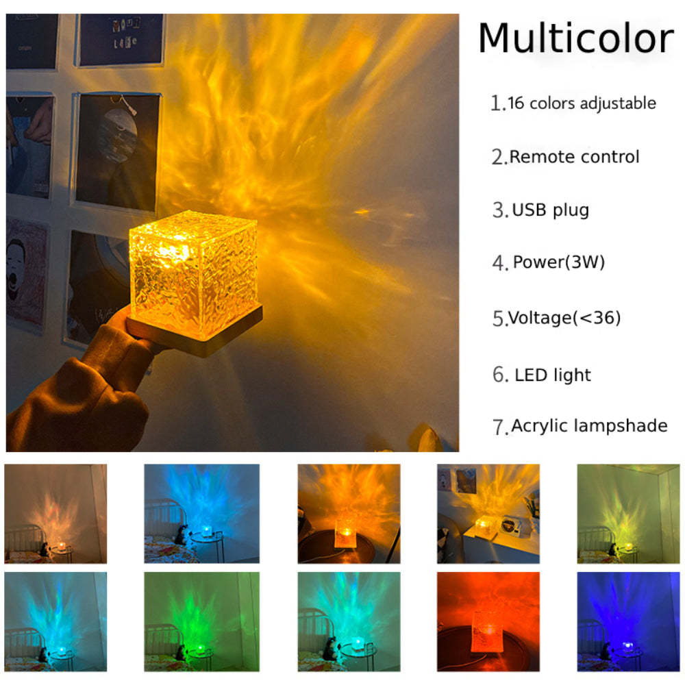 Dynamic Rotating Water Ripple Night Light Bedroom Lamp Home Decor Gifts - photomoonlamp
