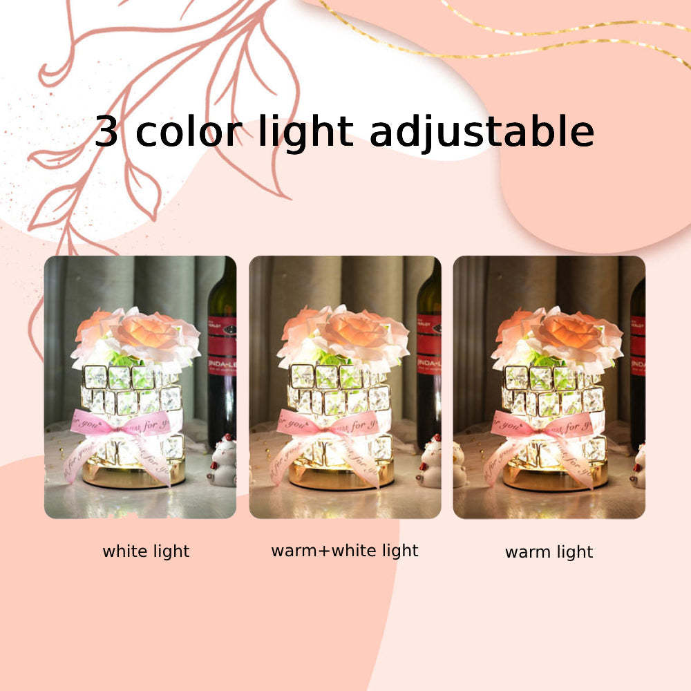 Romantic Rose Night Light Cube Flower Lamp Gifts for Lover - photomoonlamp