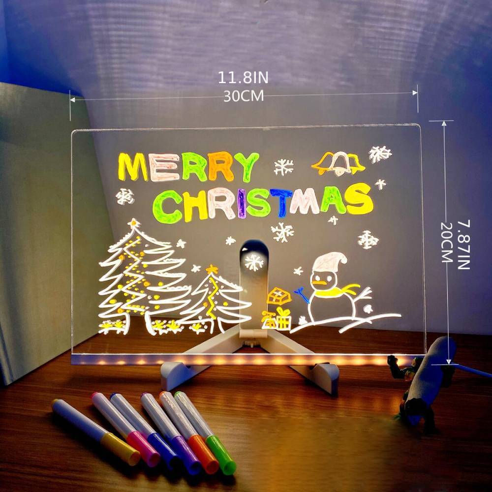 LED Note Board with Colors Glowing Acrylic Message Marker Board with Light Unique Gift for Kids - photomoonlamp
