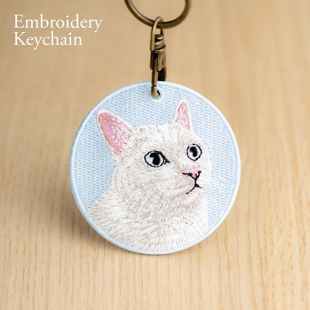 Embroidered Cat Keychain Realistic Cat Breed Design Cute Animal Keychain for Cat Lovers