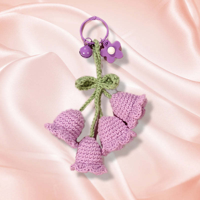 Flower Knitted KeyChain for Bag Crochet Campanula Keychain Handmade Gift - SantaSocks