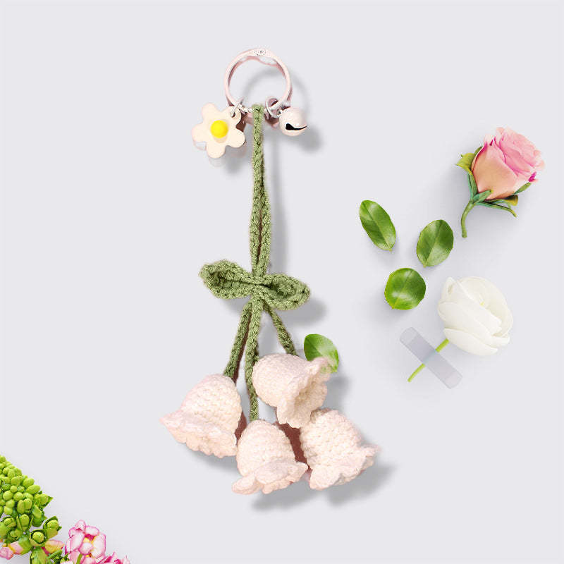 Flower Knitted KeyChain for Bag Crochet Campanula Keychain Handmade Gift - SantaSocks
