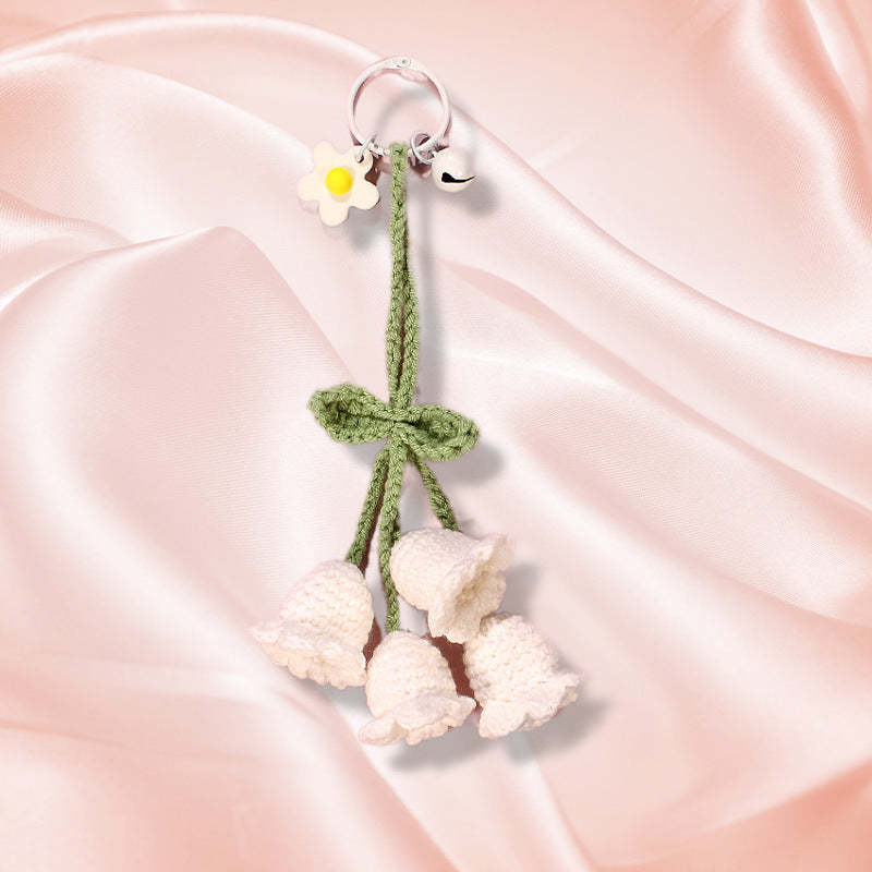 Flower Knitted KeyChain for Bag Crochet Campanula Keychain Handmade Gift - SantaSocks