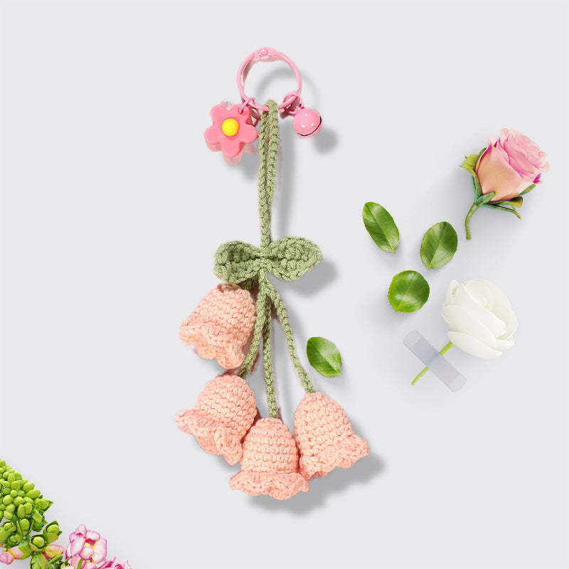Flower Knitted KeyChain for Bag Crochet Campanula Keychain Handmade Gift - SantaSocks