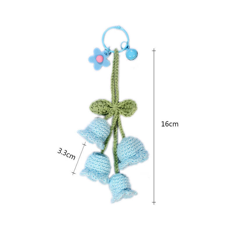 Flower Knitted KeyChain for Bag Crochet Campanula Keychain Handmade Gift - SantaSocks