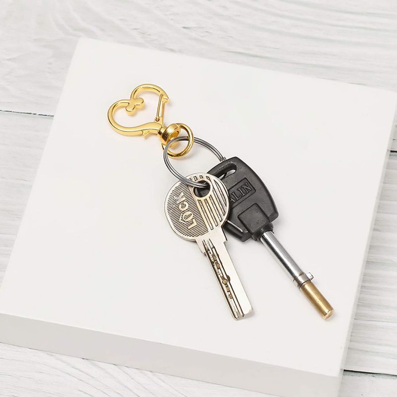 Heart-Shaped Swivel Snap Hook Keychain Metal Spring Snap Keychain Hook Lobster Clasp Key Ring - photomoonlamp