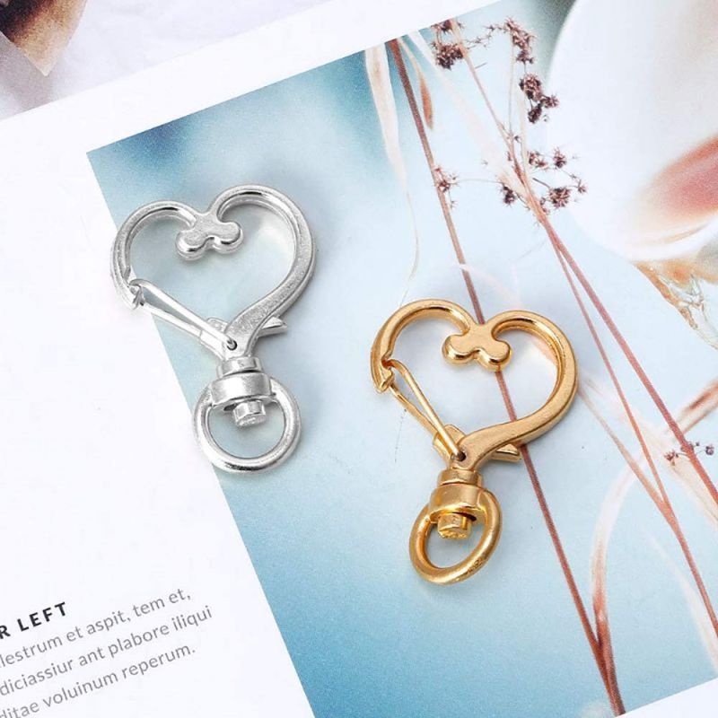 Heart-Shaped Swivel Snap Hook Keychain Metal Spring Snap Keychain Hook Lobster Clasp Key Ring - photomoonlamp