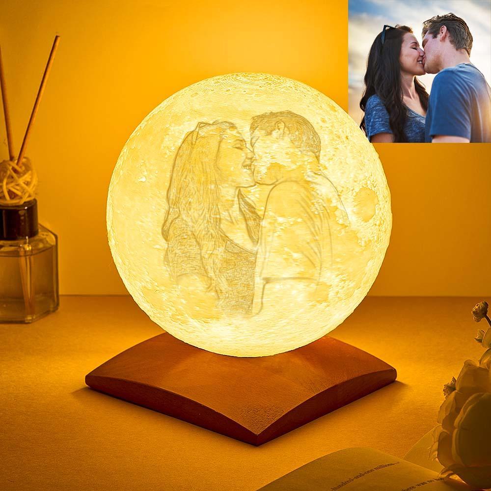 Valentine's Day Gifts Custom 3D Printing Photo Moon Lamp With Rotating Base - Touch Two Colors(10cm-15cm)