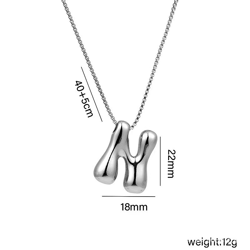 Valentine's Day Gift Bubble Letter Initial Necklace Christmas Gift for Her - PhotoMoonLamp