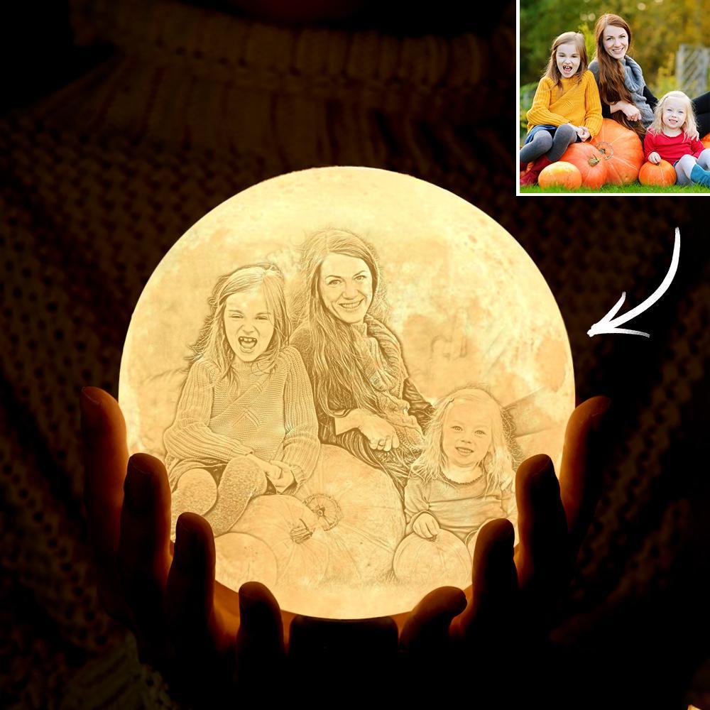 Halloween Decor 2 Colors Custom Photo Lamp 3D Printed Engraved Moon Lamp