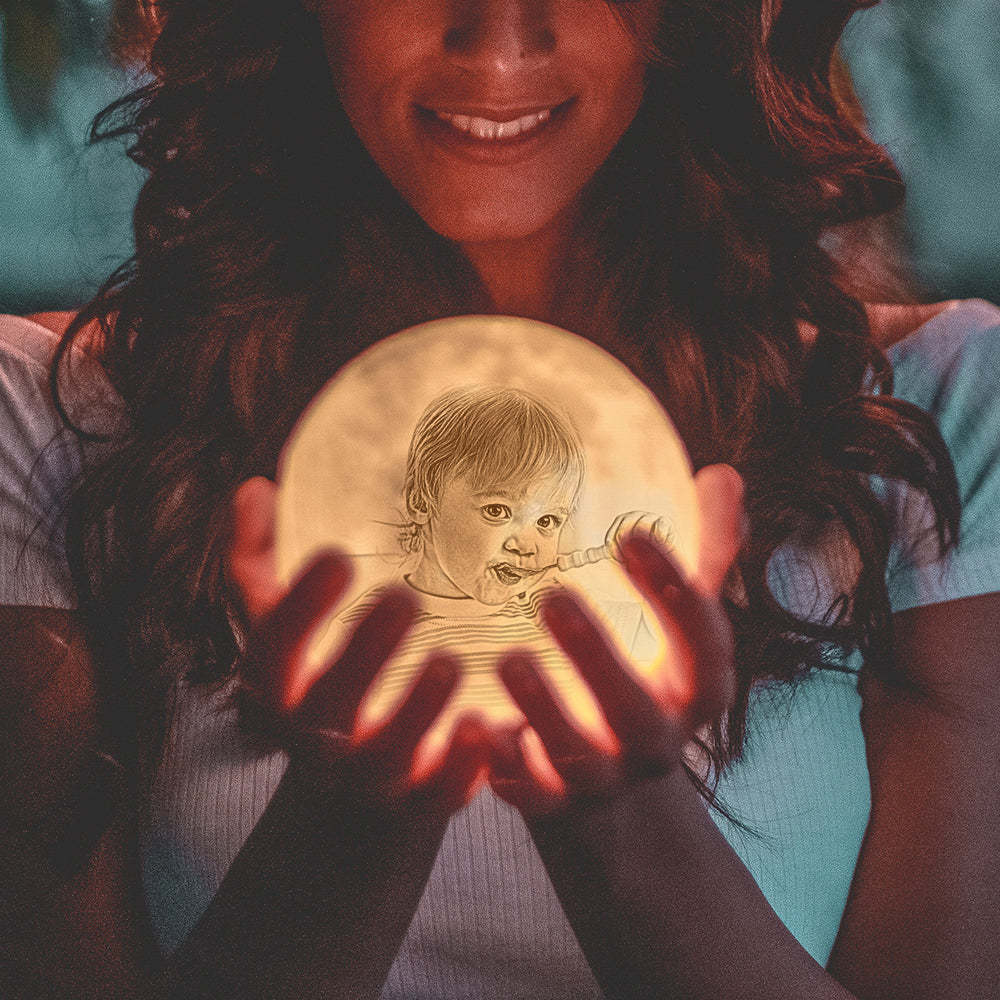 Personalized Creative 3D Print photo Moon Lamp, Engraved Lamp(10CM-20CM)