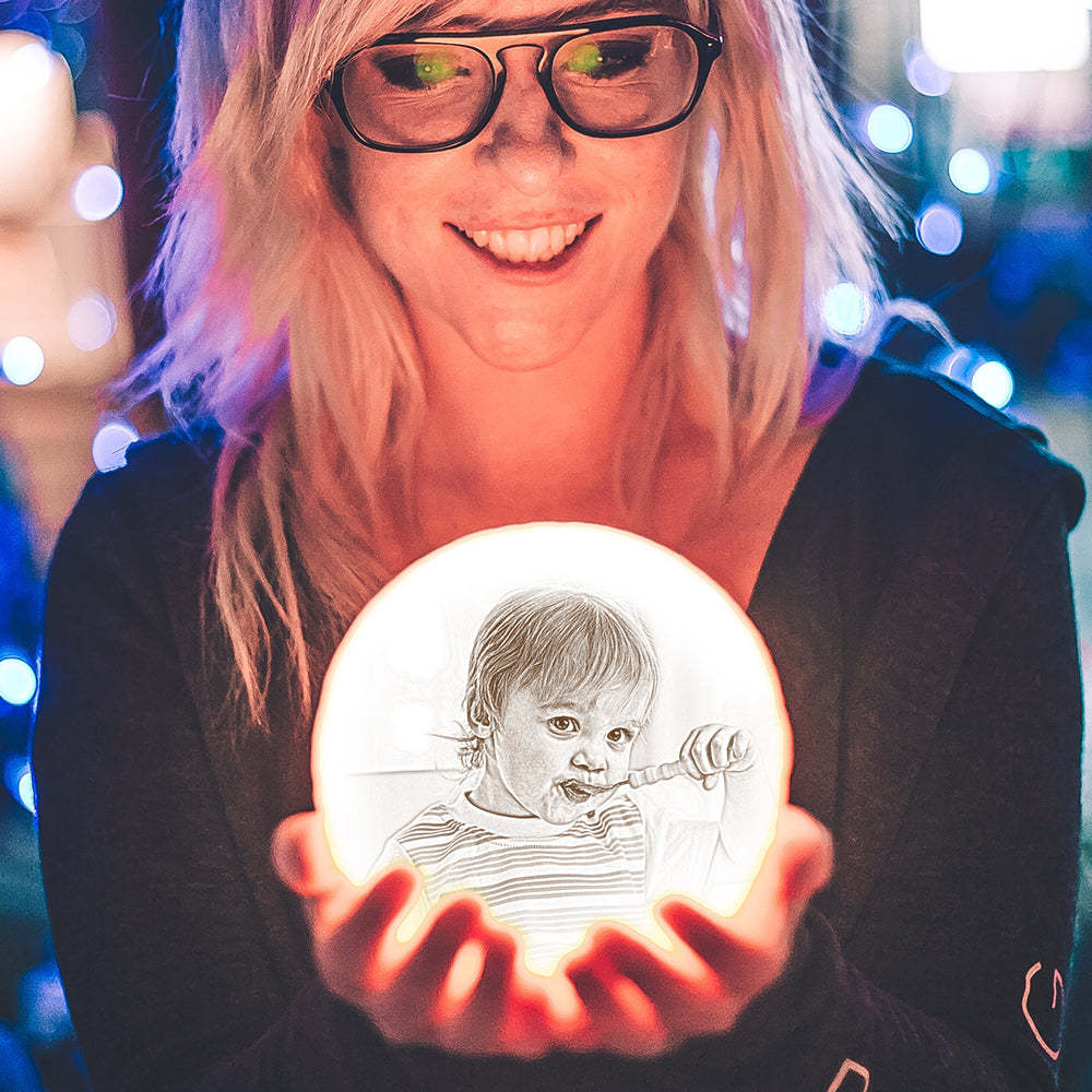 Personalized Creative 3D Print photo Moon Lamp, Engraved Lamp(10CM-20CM)