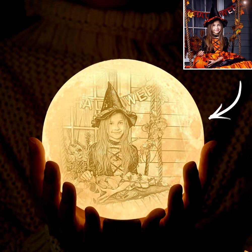 Halloween Decoration Custom Photo Lamp 3D Printed Engraved Moon Lamp 2 Colors