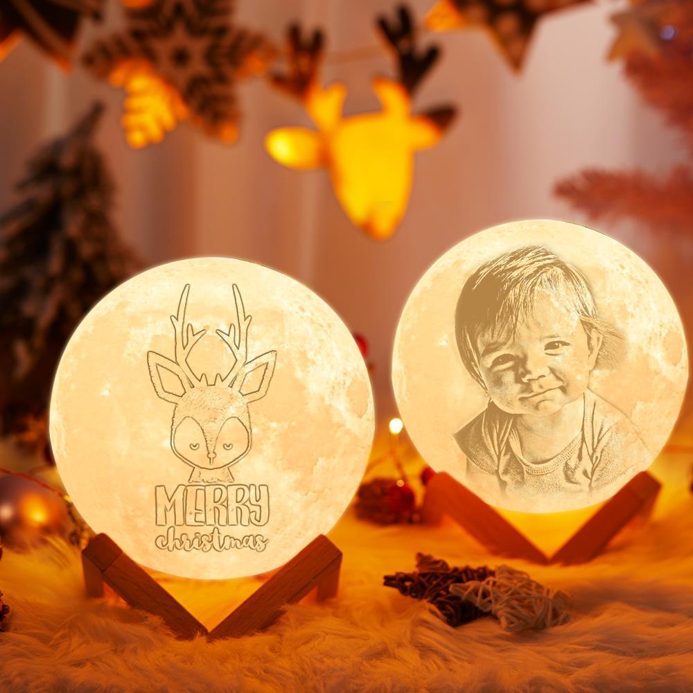 Custom 3D Printed Photo Moon Lamp Personalized Christmas elk Lamp(10CM-20CM)Christmas Gift For Him