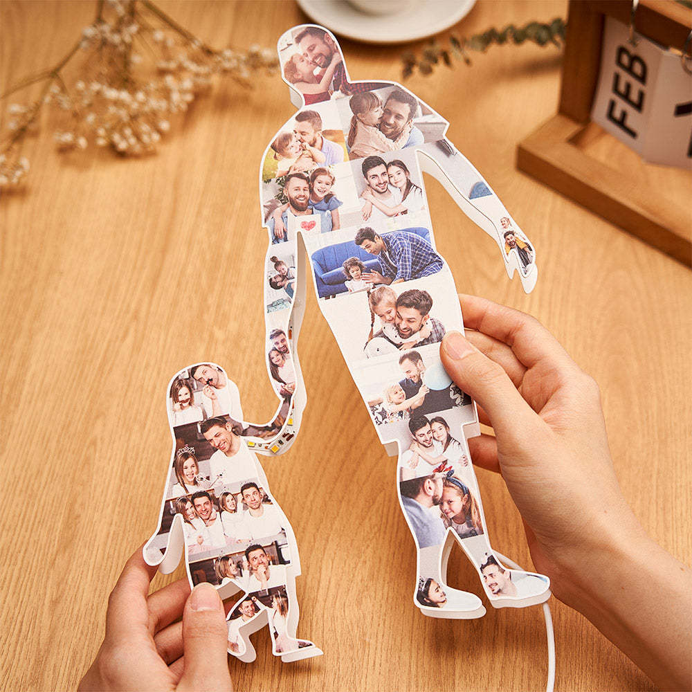 Personalized Photo Collage Night Light Custom Hand In Hand Pictures Lamp Father's Day Gift - photomoonlamp