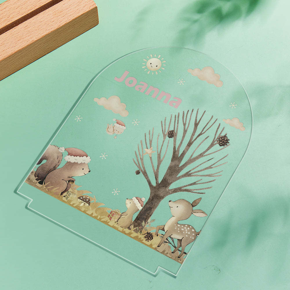 Personalized name children's night light customized Christmas squirrel seven-color night light - photomoonlamp