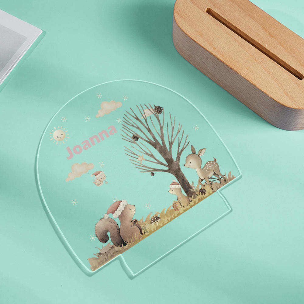 Personalized name children's night light customized Christmas squirrel seven-color night light - photomoonlamp