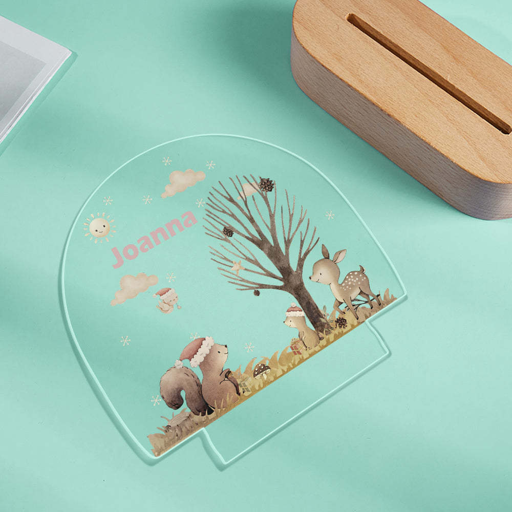 Personalized name children's night light customized Christmas squirrel seven-color night light - photomoonlamp
