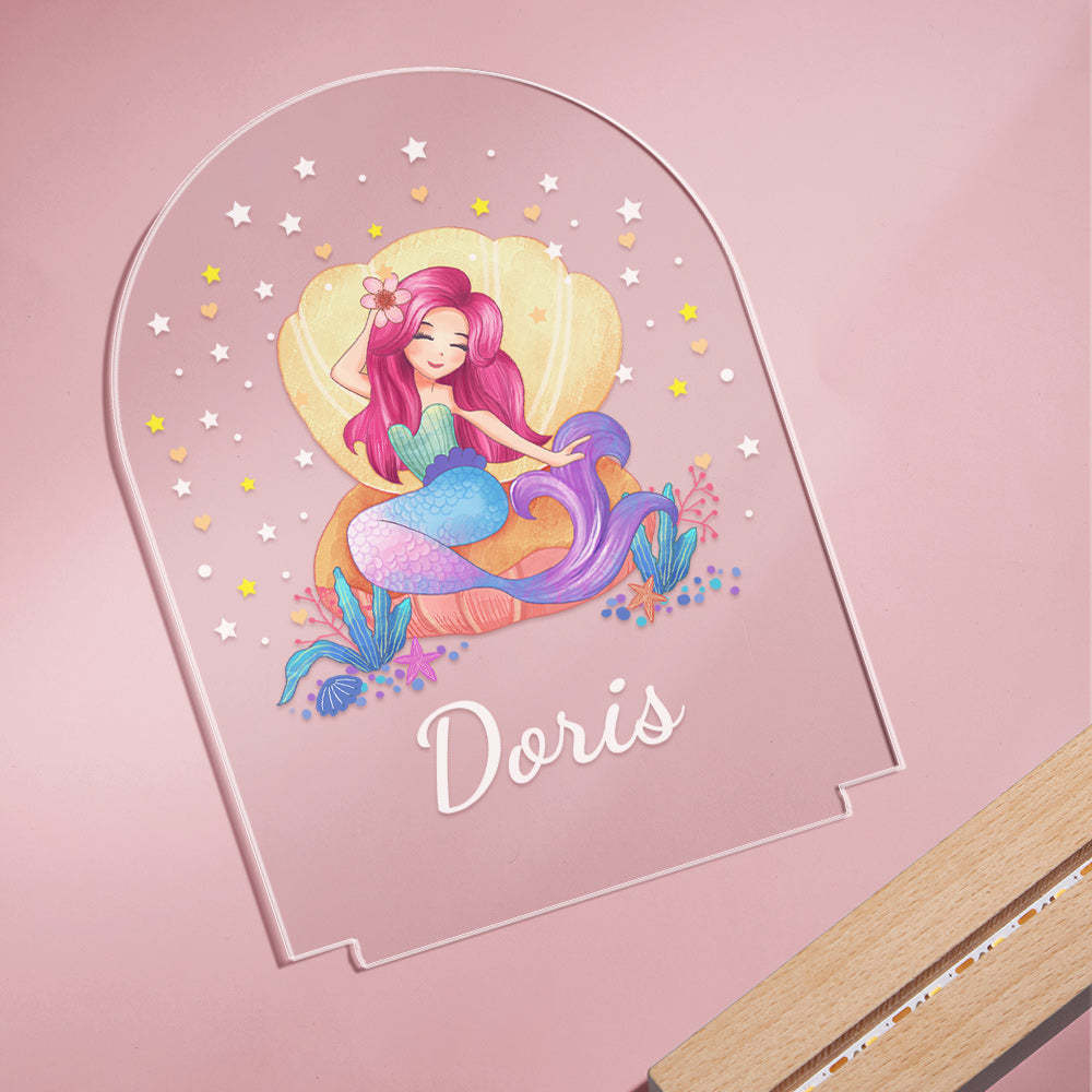 Personalised Mermaid Night Light Custom Name Gift set Birthday Gift - photomoonlamp