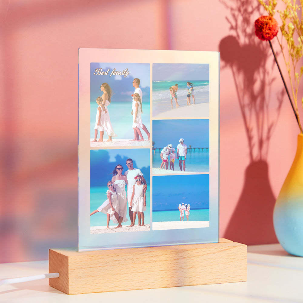 Custom Multi Photo Transparent Gradient Color Night Light Personalized Collage Photo Lamp Christmas Gift - photomoonlamp