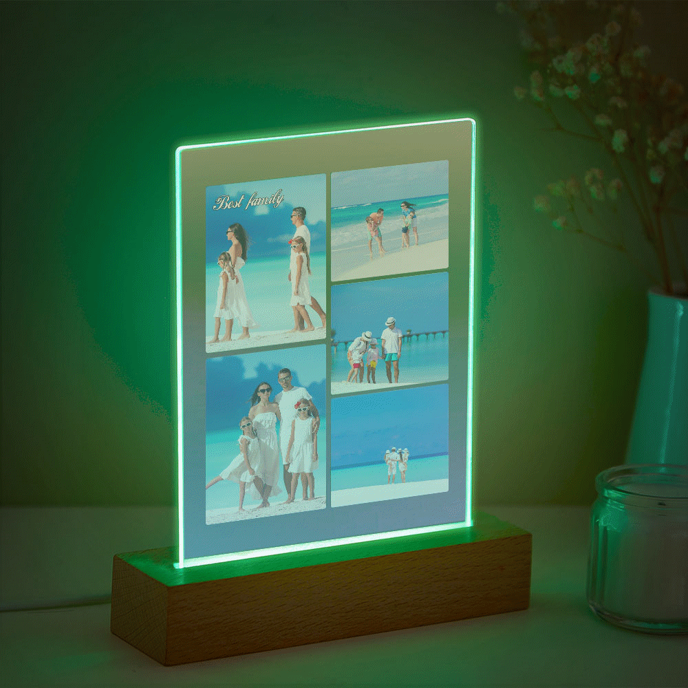 Custom Multi Photo Transparent Gradient Color Night Light Personalized Collage Photo Lamp Christmas Gift - photomoonlamp