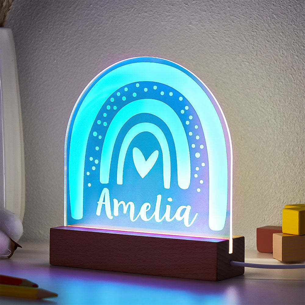Personalized Engraved Rainbow Shape Colorful Laser Lamp Lovely Transparent Gradient Color Ornaments For Children - photomoonlamp