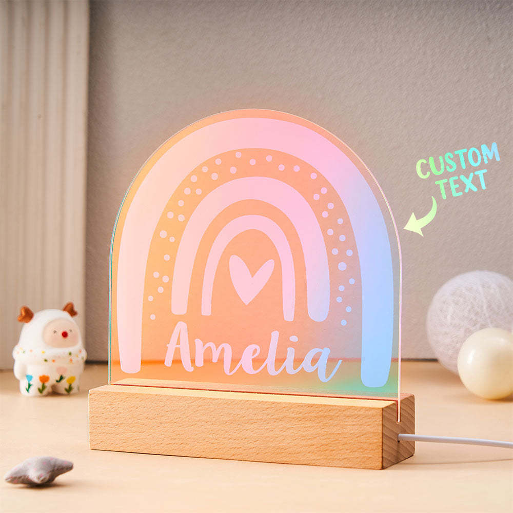Personalized Engraved Rainbow Shape Colorful Laser Lamp Lovely Transparent Gradient Color Ornaments For Children - photomoonlamp