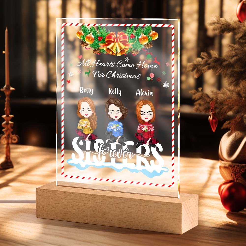 Custom Family Clip Art Personalized Hairstyle Clothes and Name Cartoon Plaque Christmas Gifts - photomoonlamp