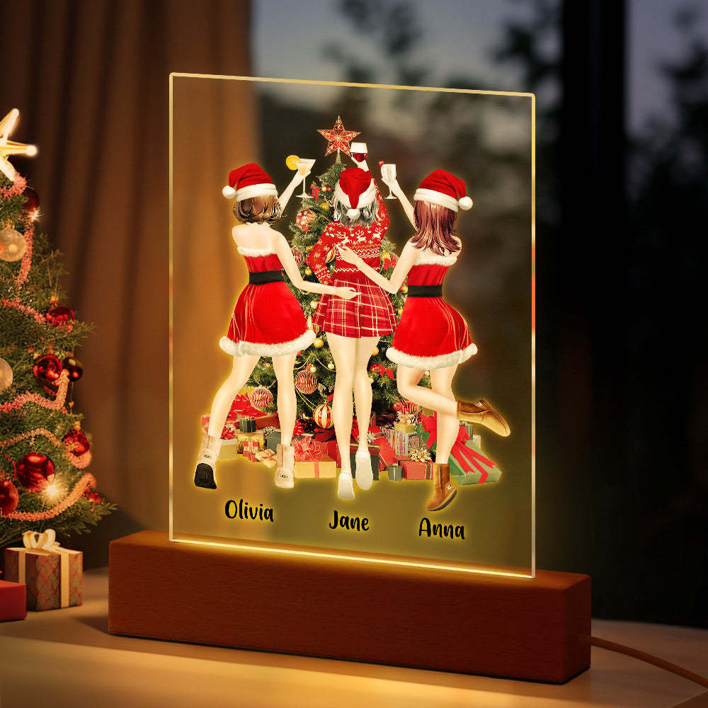 Sisters Image Personalized Hairstyle Clothes Name Plaque Lamp Christmas Gifts - photomoonlamp