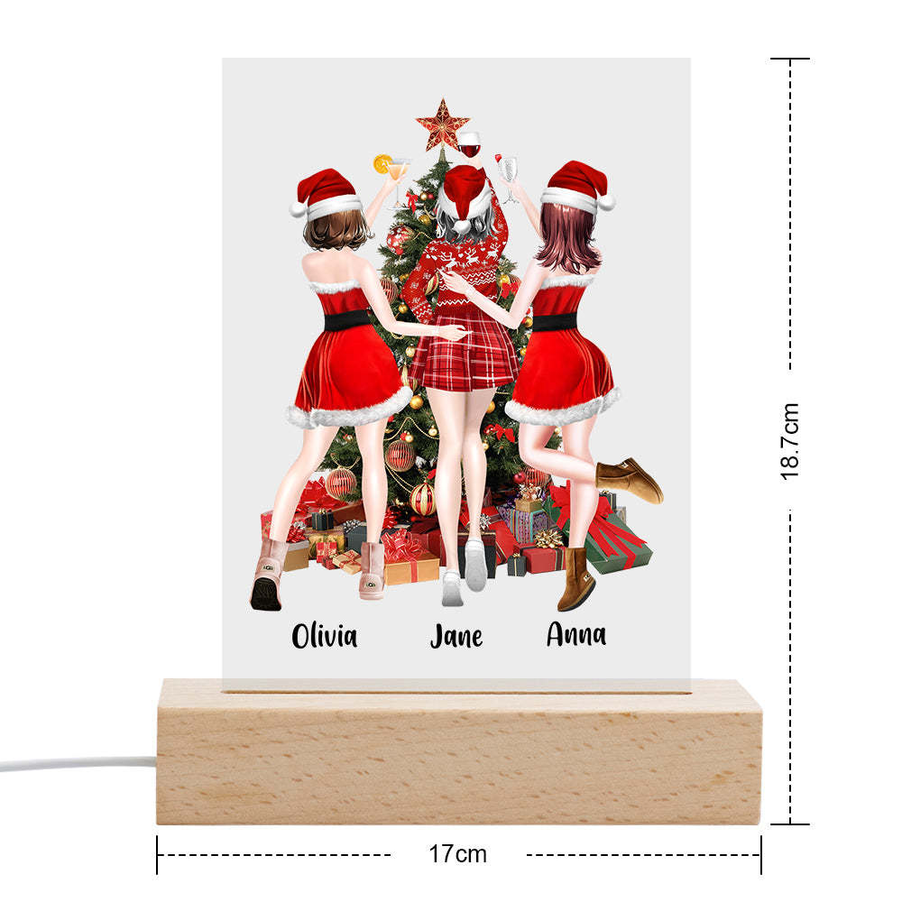 Sisters Image Personalized Hairstyle Clothes Name Plaque Lamp Christmas Gifts - photomoonlamp