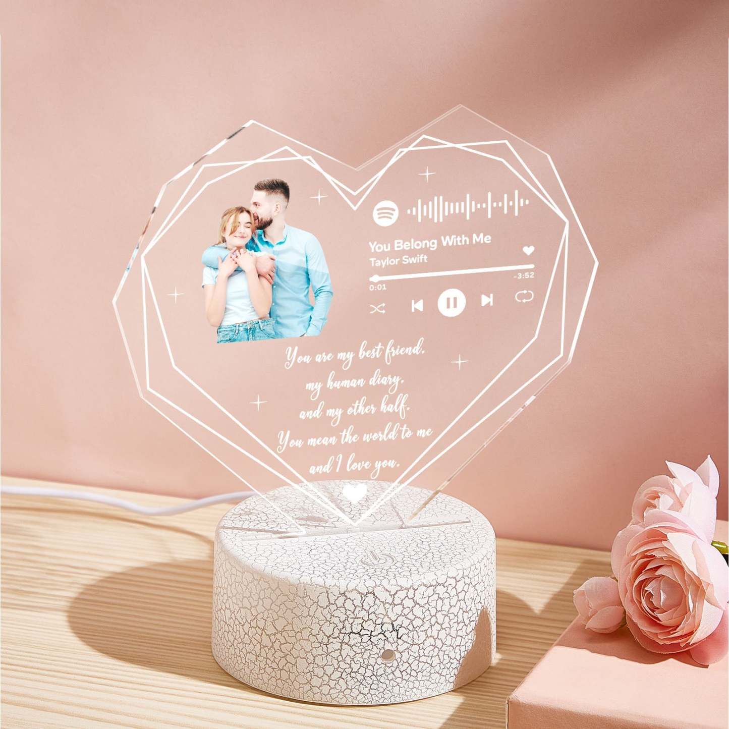 Custom Photo LED Night Light Personalized Spotify Music and Text Lamp Room Decorative Gifts for Couple - photomoonlamp