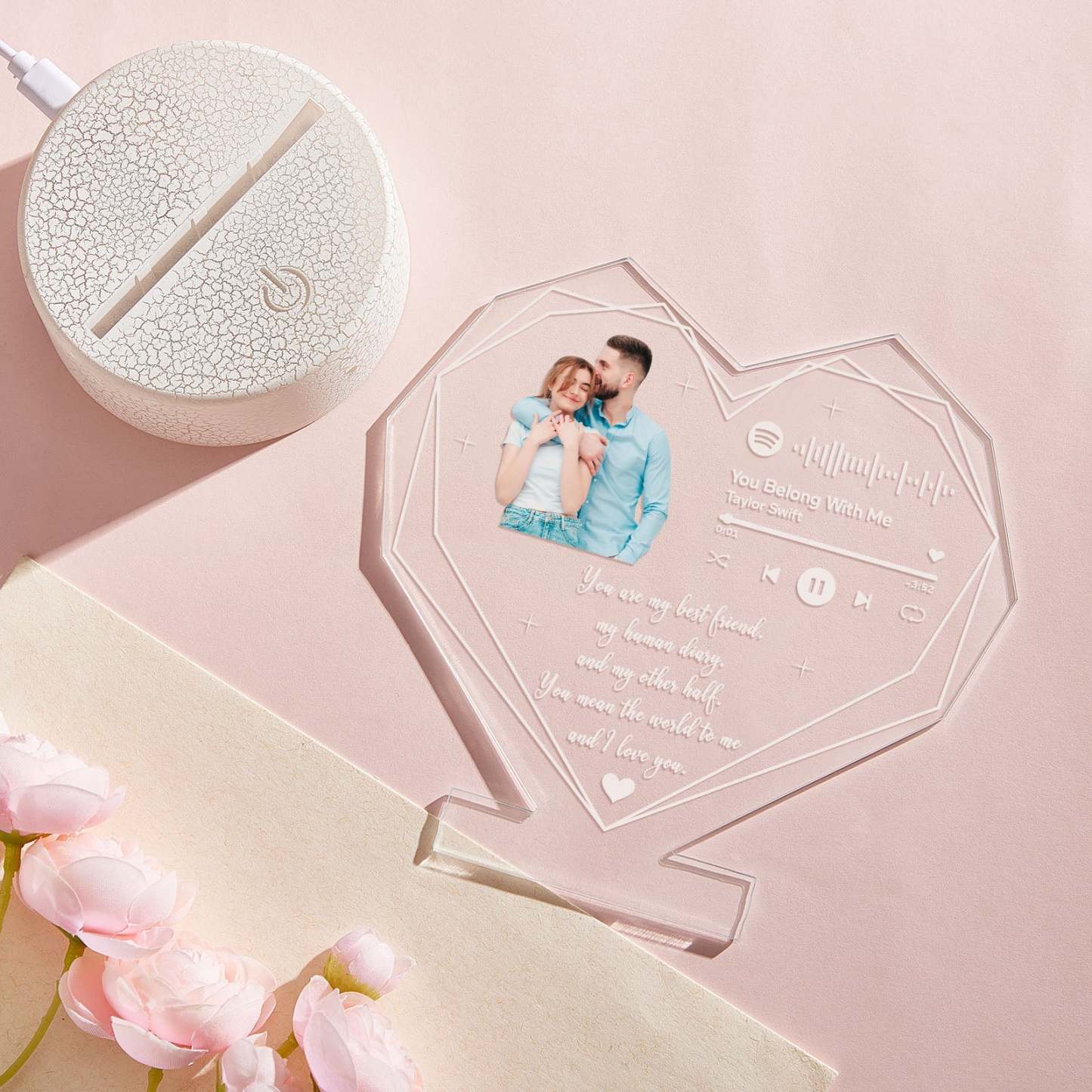 Custom Photo LED Night Light Personalized Spotify Music and Text Lamp Room Decorative Gifts for Couple - photomoonlamp
