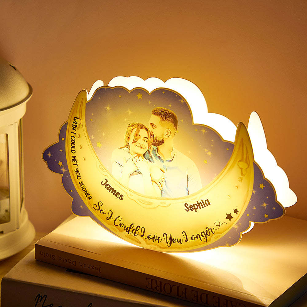 Custom Photo LED Lamp Personalized Name Night Light Love You Longer Anniversary Gifts for Him or Her - photomoonlamp