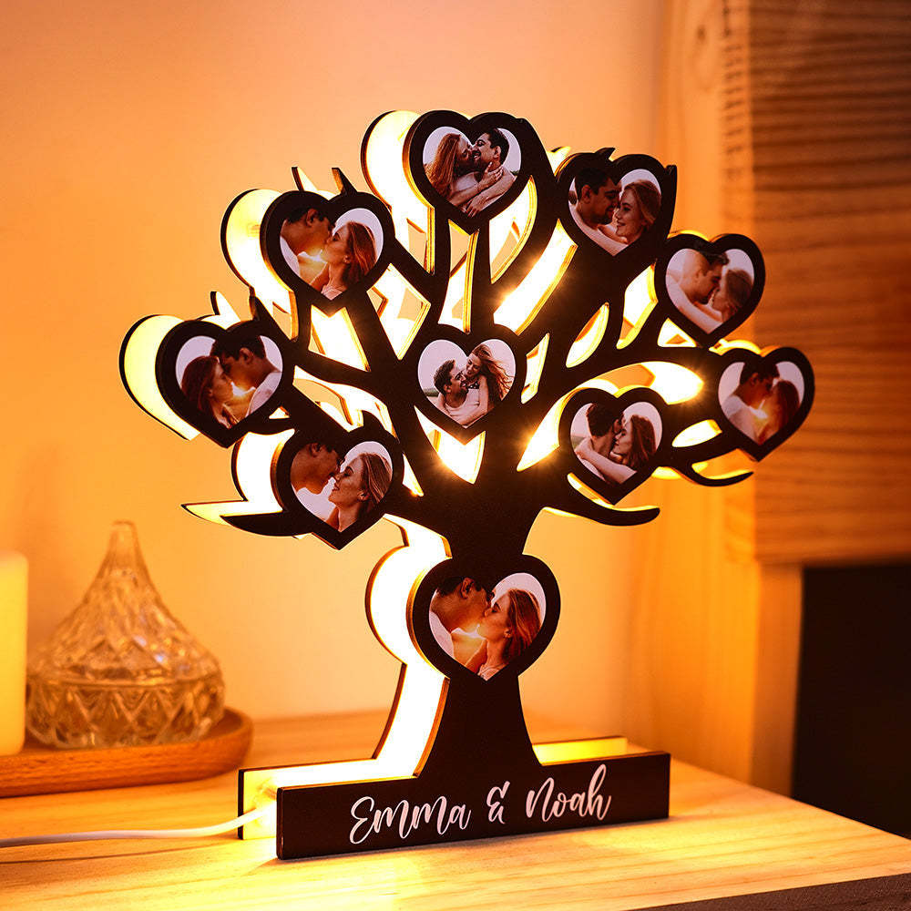 Custom Tree Wooden Photo Night Light Personalized Name Lamp Gift for Him/Her - photomoonlamp