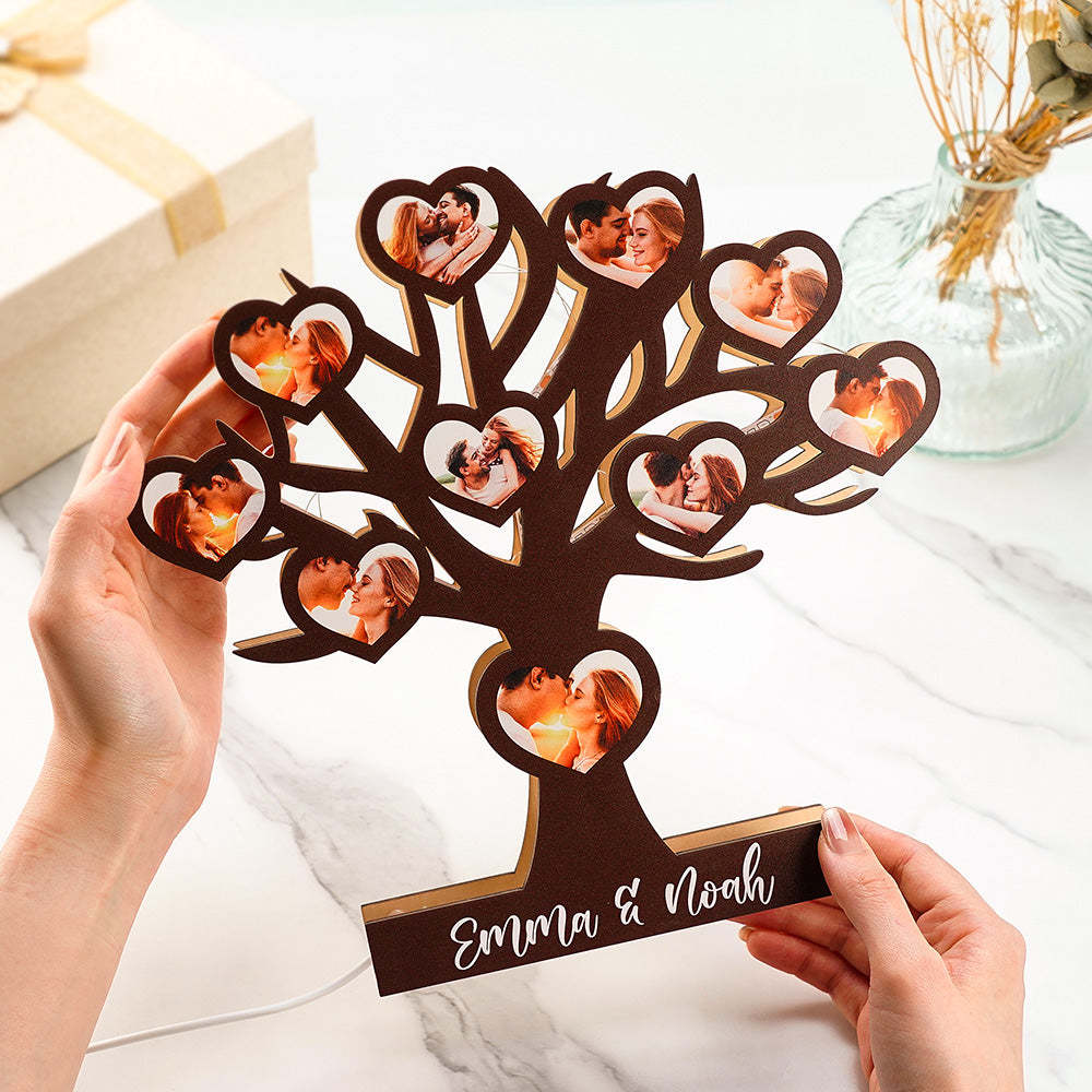 Custom Tree Wooden Photo Night Light Personalized Name Lamp Gift for Him/Her - photomoonlamp