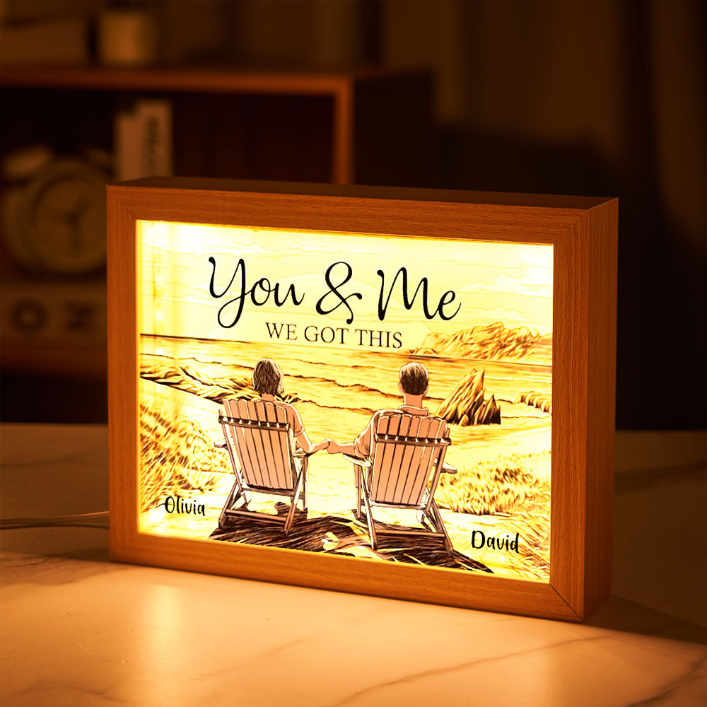 Custom Couple You & Me We Got This Frame Light Box - photomoonlamp