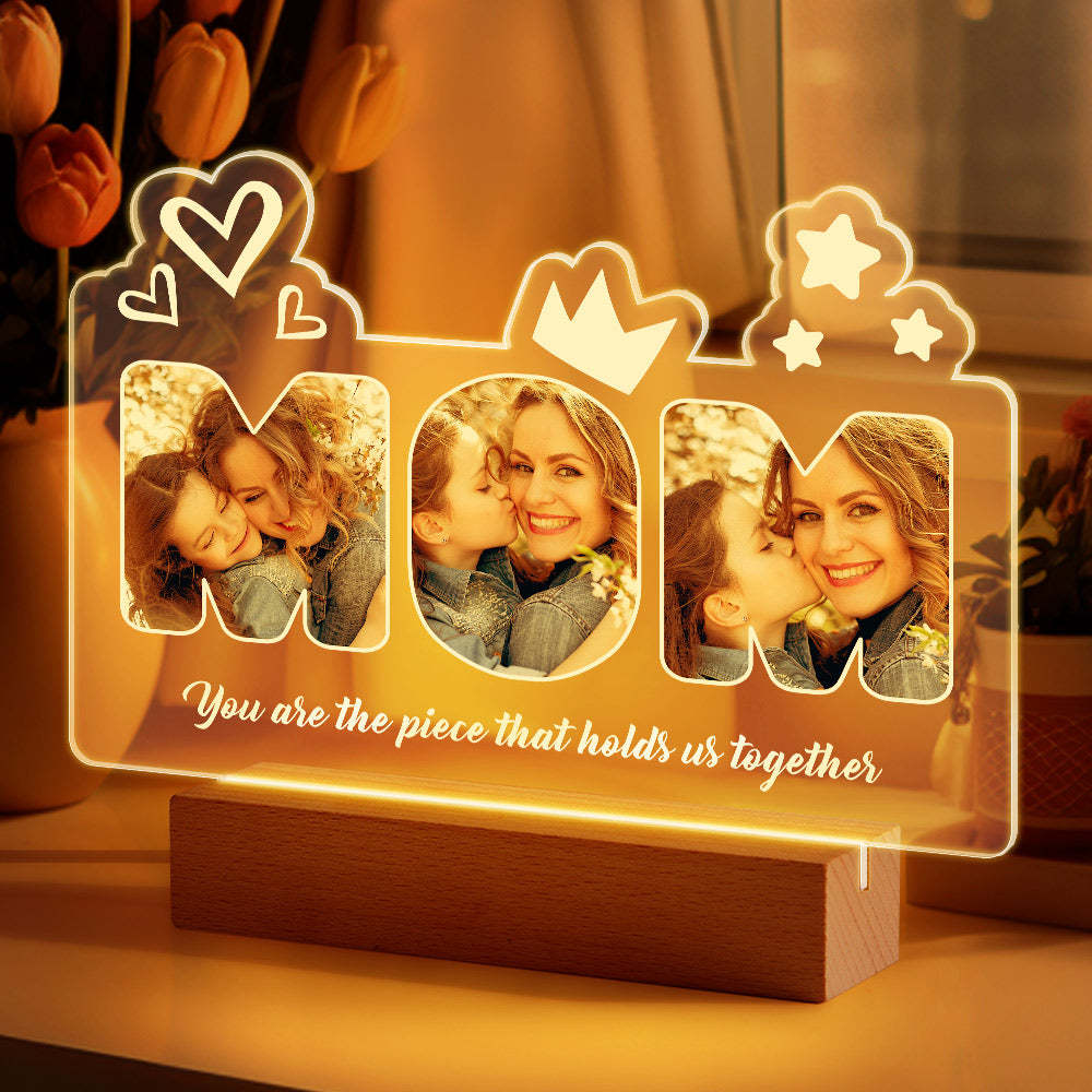 Custom Acrylic Night Light Personalized Mom Photo Lamp Mother's Day Gifts - photomoonlamp