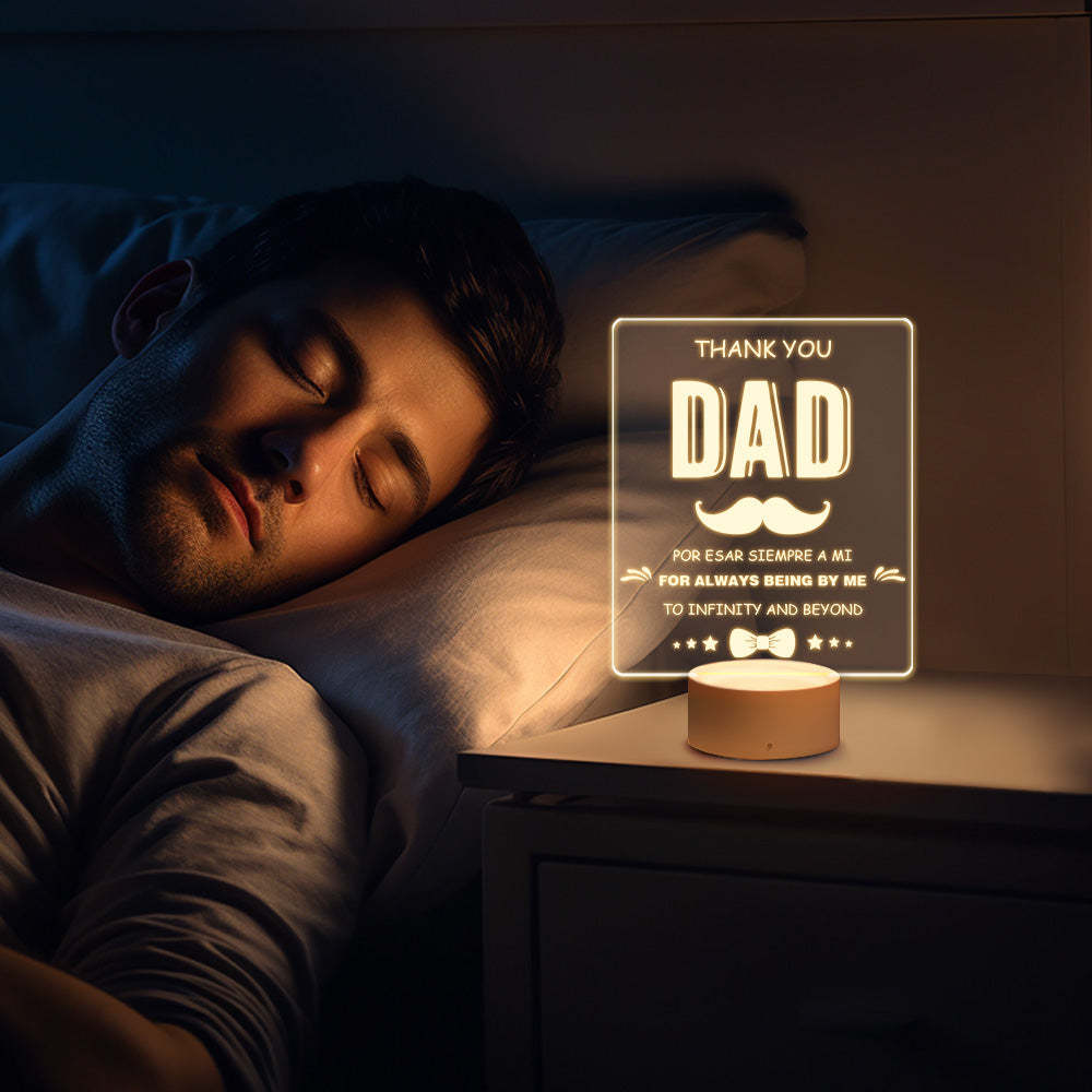 Custom Text Night Lamp Acrylic LED Night Light  Dad Night Lamp Father's Day Gifts For Him - photomoonlamp