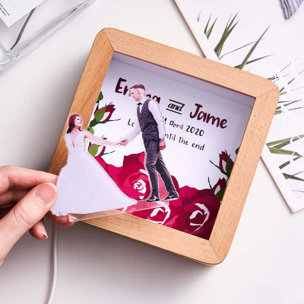 Personalized LED Lighted Photo Frame With Text Perfect Couple Wedding Anniversary Gift - photomoonlamp