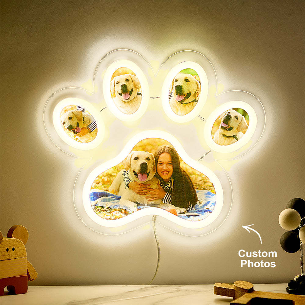 Custom Photo Pet Paw Neon Lamp Personalized Memorial Adjustable Brightness Night Light Gifts For Her - photomoonlamp