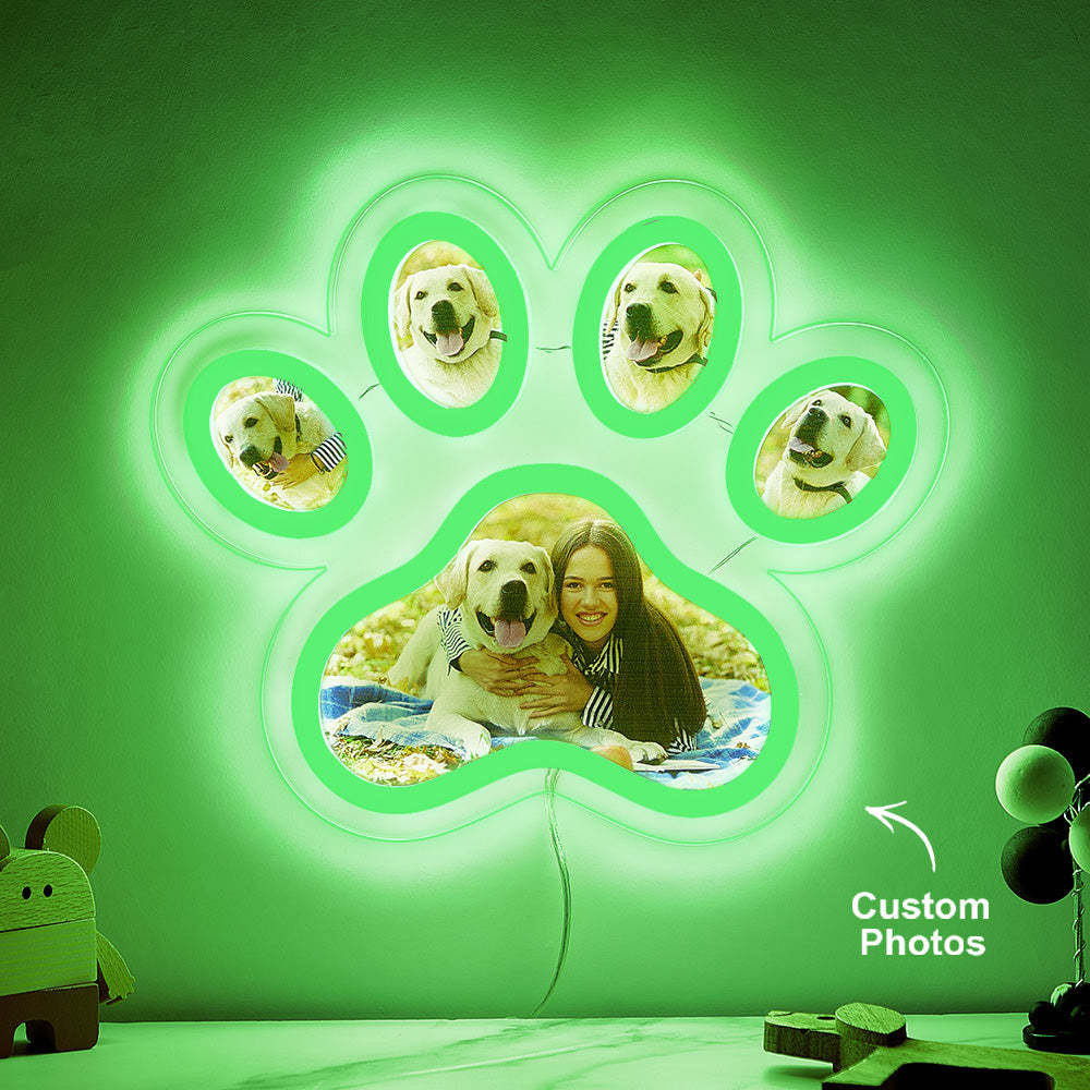 Custom Photo Pet Paw Neon Lamp Personalized Memorial Adjustable Brightness Night Light Gifts For Her - photomoonlamp