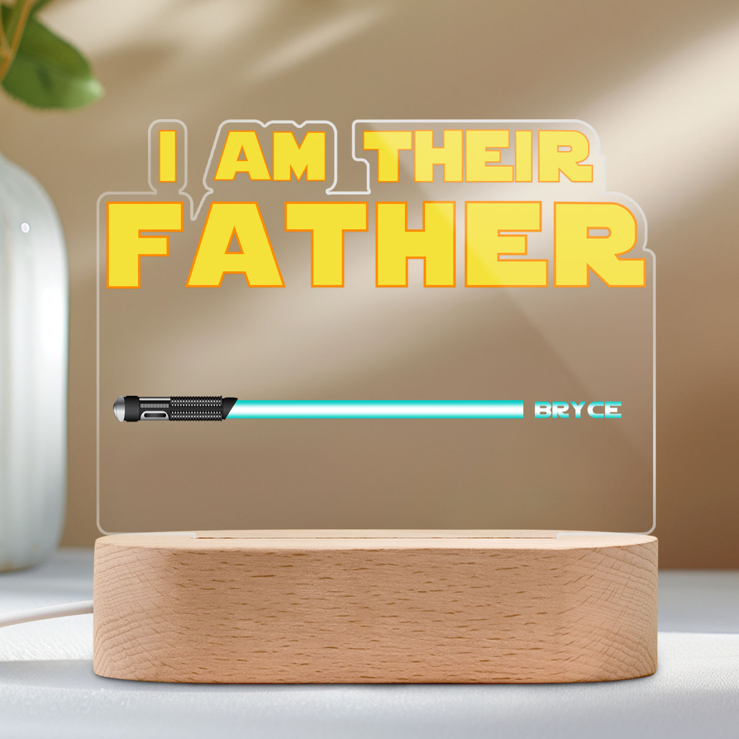 Father's Day Gifts I Am Their Father Personalized Lightsaber Night Light with Kids Names Custom Gifts for Dad - PhotoMoonLamp