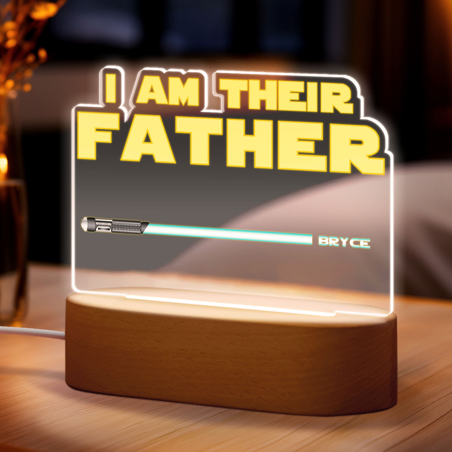 Father's Day Gifts I Am Their Father Personalized Lightsaber Night Light with Kids Names Custom Gifts for Dad - PhotoMoonLamp