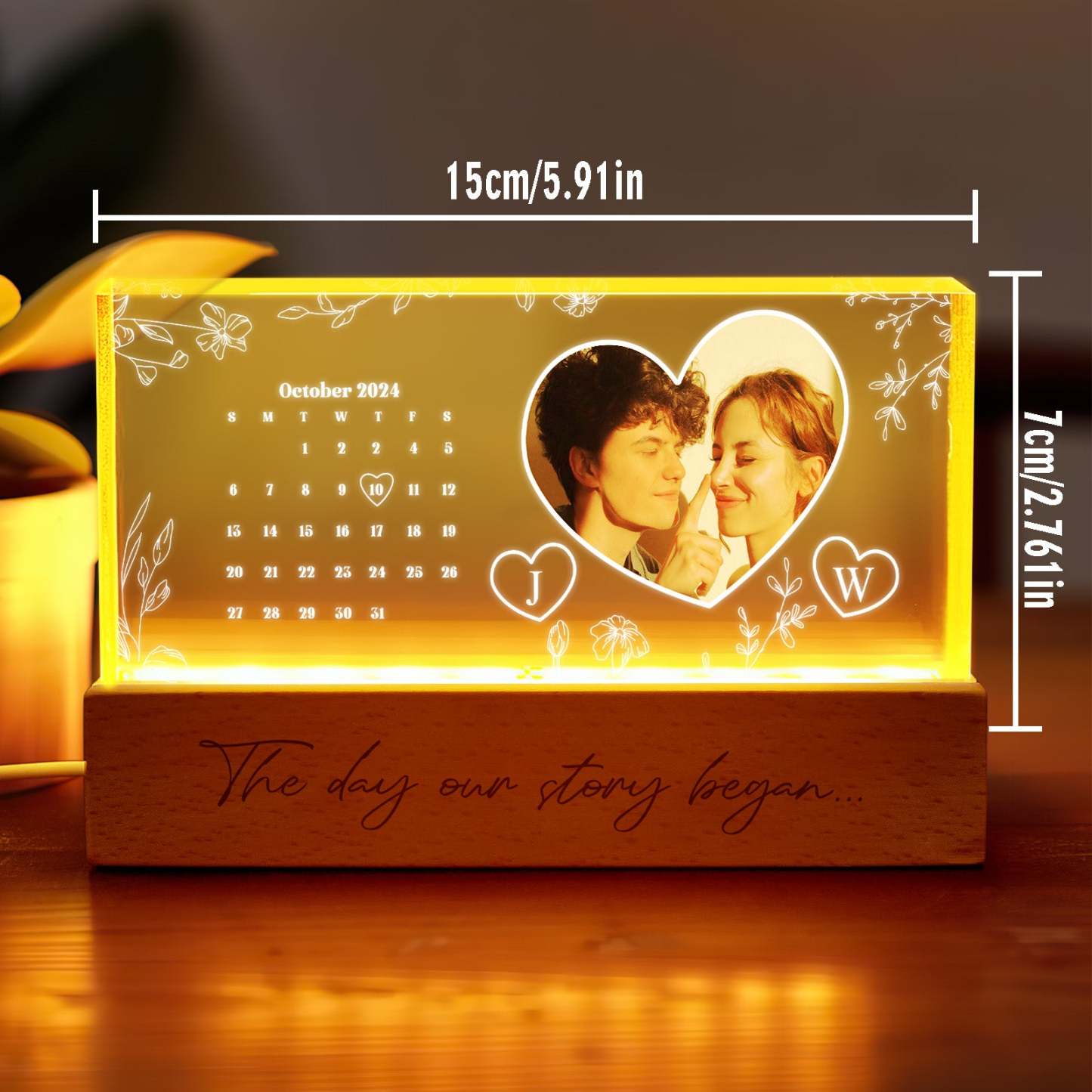 Personalized Calendar Night Light Custom Photo Light Gift for Lover - PhotoMoonLamp