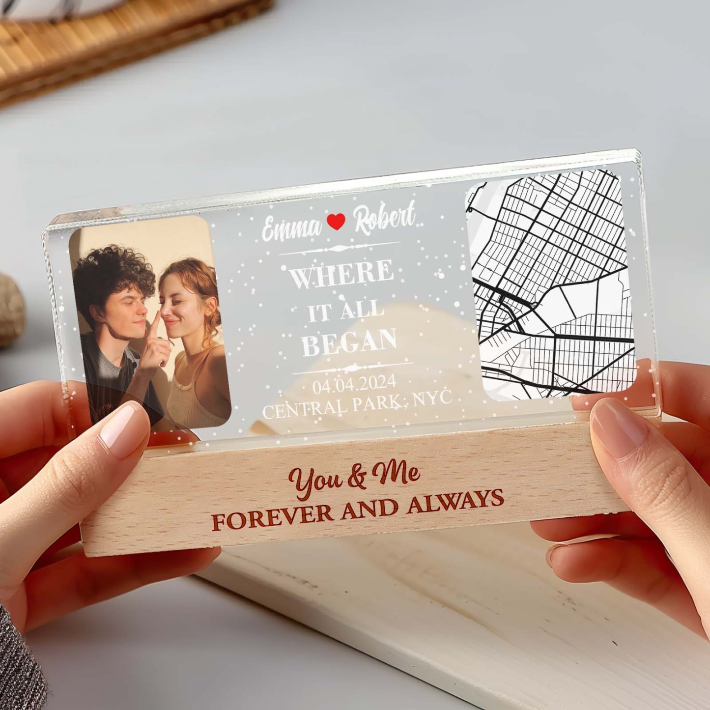 Personalized Where It All Began Night Light Custom Photo Light Gift for Lover - PhotoMoonLamp