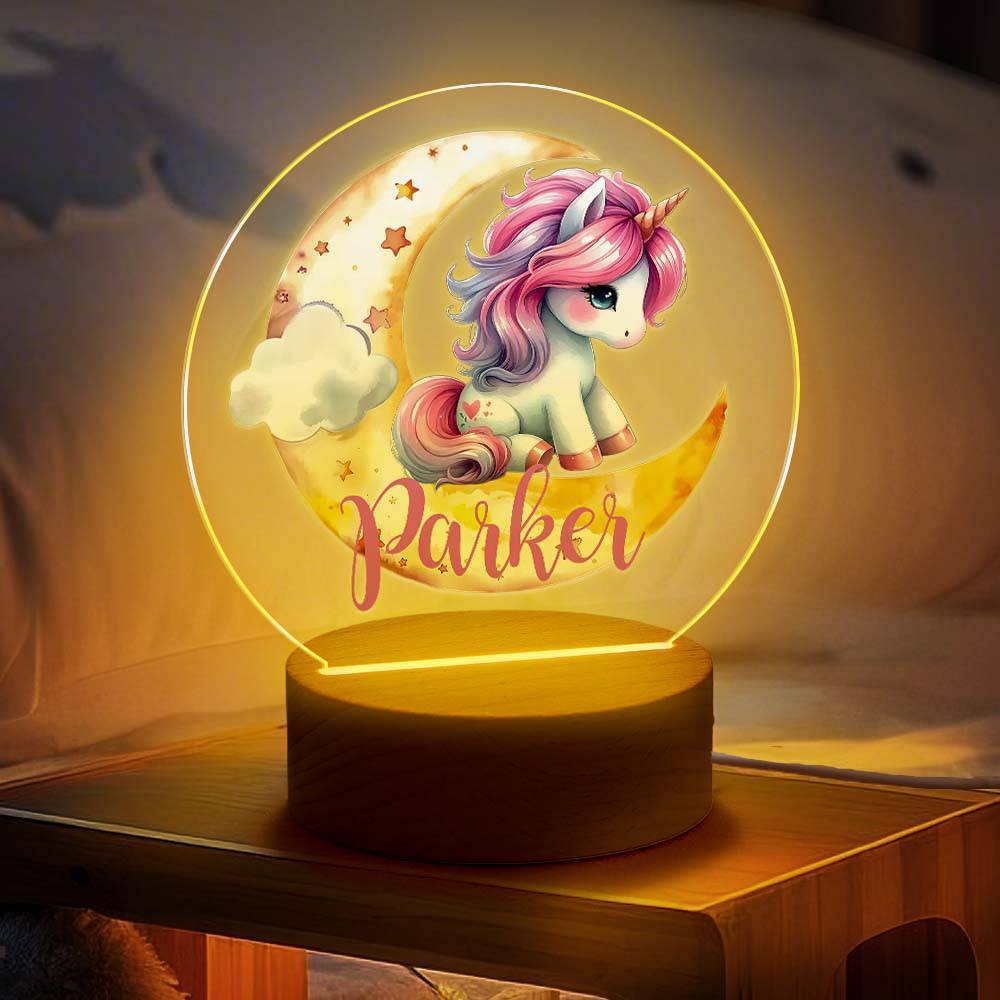 Personalized Unicorn Moon LED Night Light with Name Lamp Decor Birthday Gift for Girls - PhotoMoonLamp