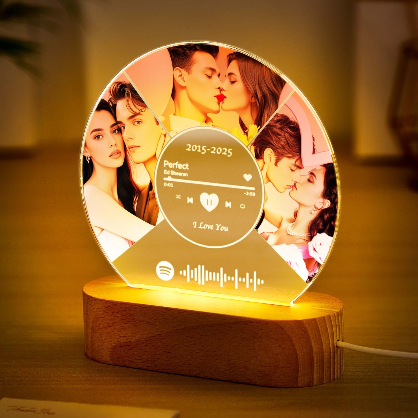 Personalized Photo Night Light Plaque, Custom Music Plaque with Photos, Acrylic Music Plaque, Music Lover Gift, Gift for her