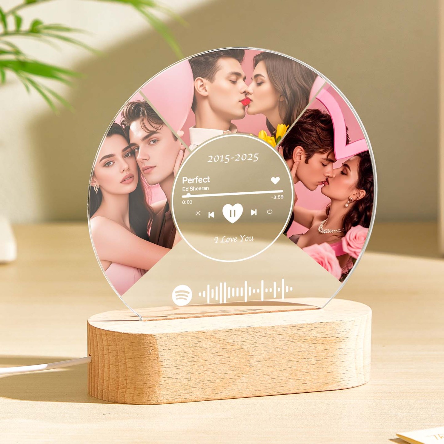 Personalized Photo Night Light Plaque, Custom Music Plaque with Photos, Acrylic Music Plaque, Music Lover Gift, Gift for her