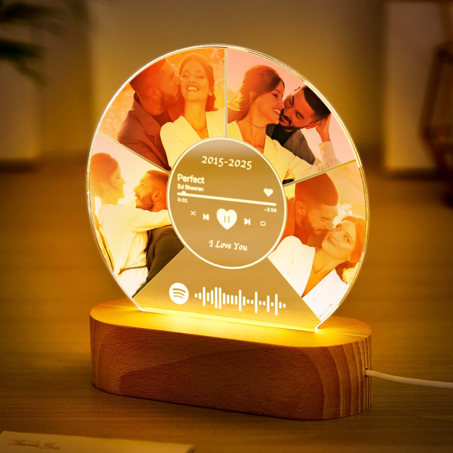 Personalized Photo Night Light Plaque, Custom Music Plaque with Photos, Acrylic Music Plaque, Music Lover Gift, Gift for her