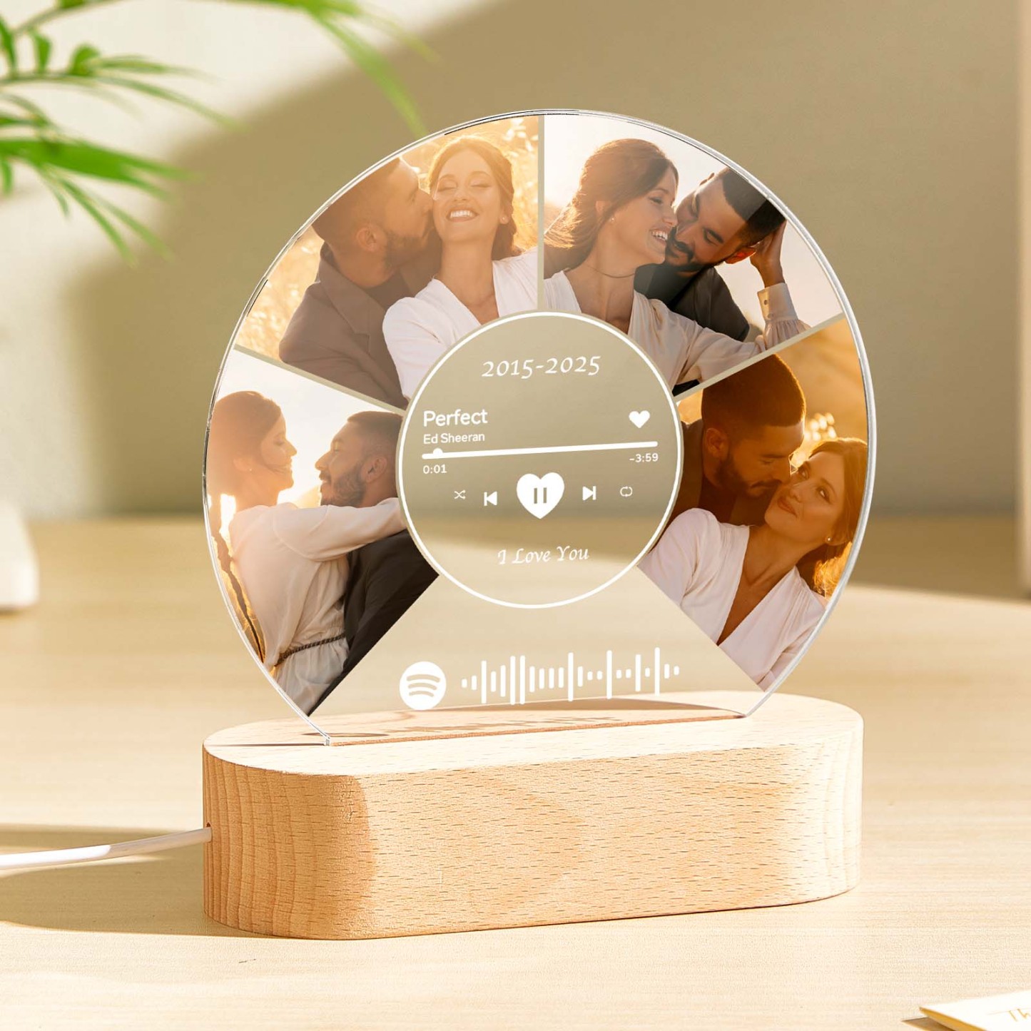 Personalized Photo Night Light Plaque, Custom Music Plaque with Photos, Acrylic Music Plaque, Music Lover Gift, Gift for her